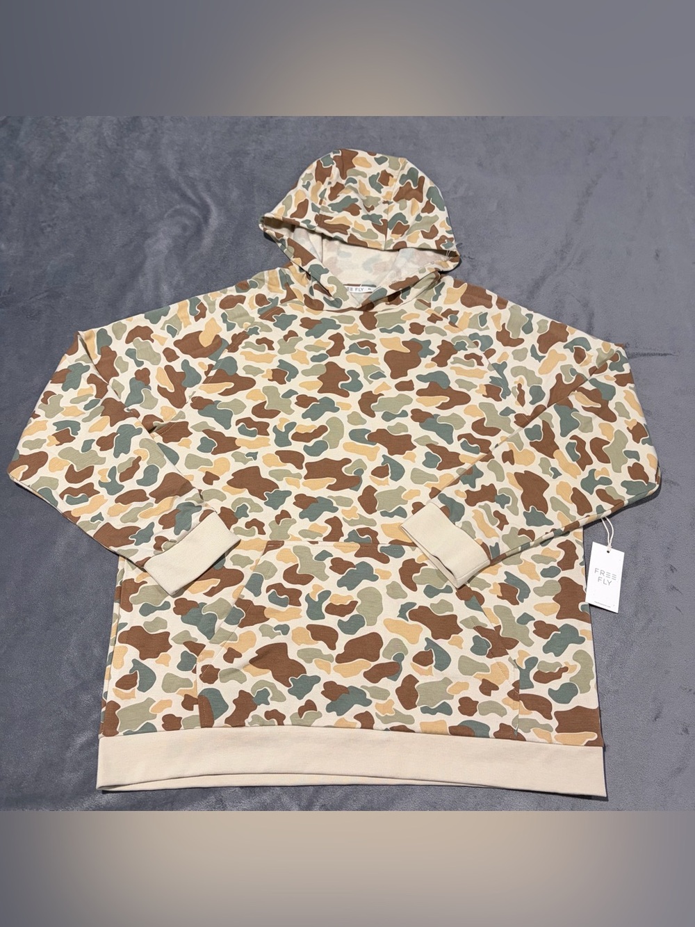 Free Fly Lighweight Hoodie Mens Medium Vintage Camo Bamboo Fleece Performance